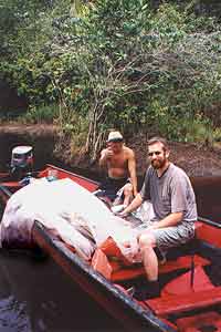 The canoe used for transport to Angels Fall